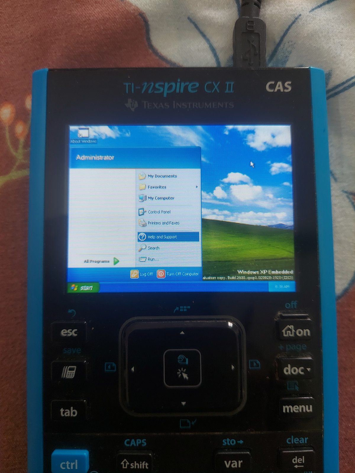 XP desktop with start menu